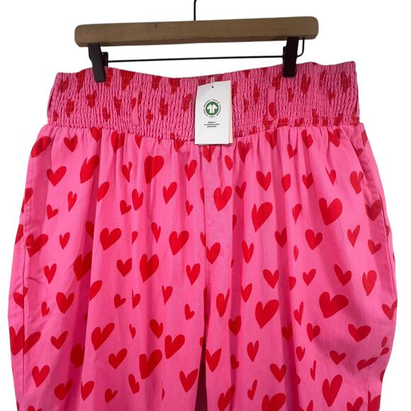 Lucy & Yak Pants Size XL NEW Alexa Trousers Organic Cotton All Over Heart Print - Picture 3 of 7